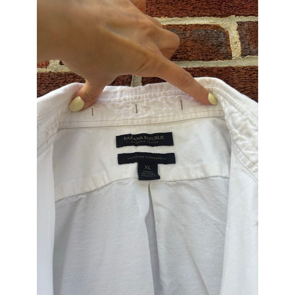 Banana Republic Organic Cotton White Button Down Shirt XL Untucked Standard Fit - Picture 7 of 9